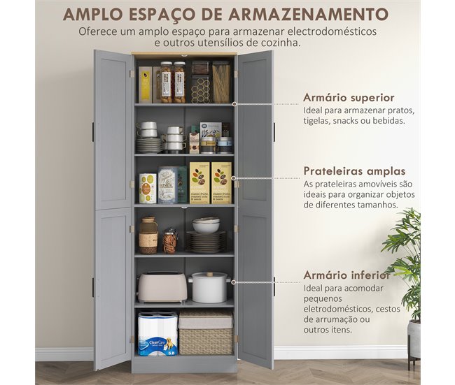 Alacena de Cocina Melamina de Madera HOMCOM, hogar - cocina Gris