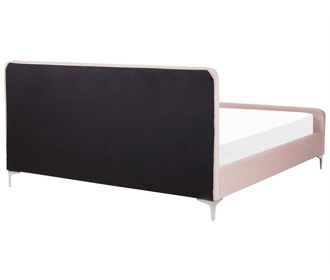 Beliani Cama Terciopelo LUNAN 186x215 Rosa Talco