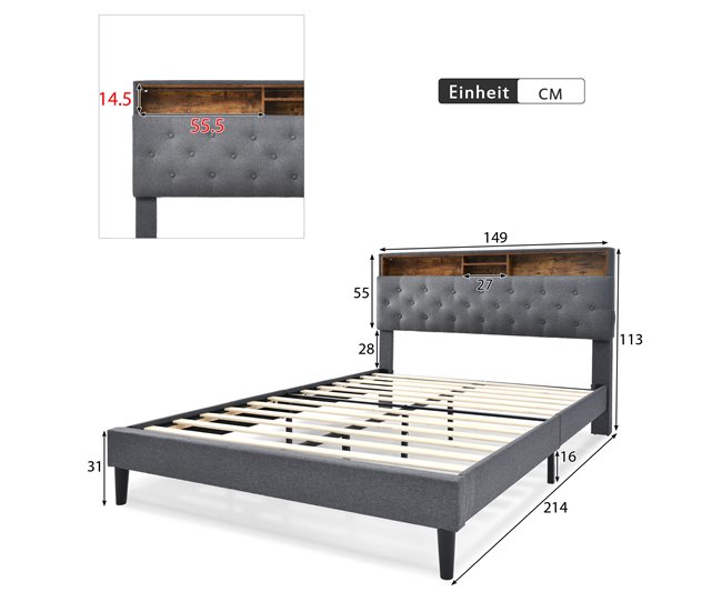 Camas de matrimonio Gris