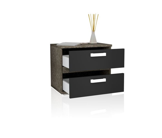 Mesita de noche Ataneq 60 Blanco/ Negro