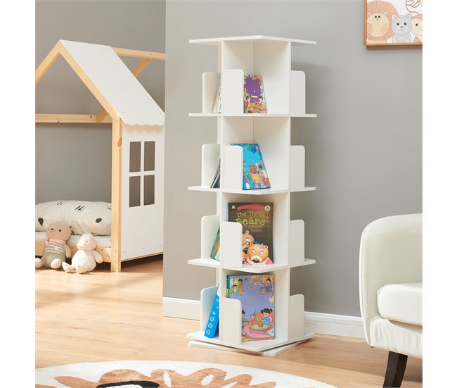 Estantería giratoria Talöpintaa de 4 niveles MDF [en.casa] 40 Blanco