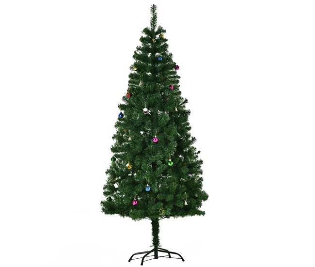 Árbol de Navidad PVC, Metal HOMCOM, hogar - decoración hogareña Verde