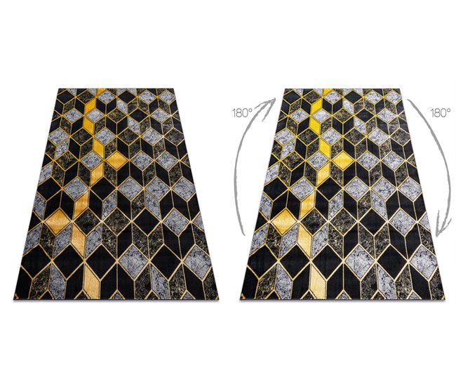 Alfombra GLOSS moderno 400B 86 elegante glamour art deco 3D 280x370 Negro