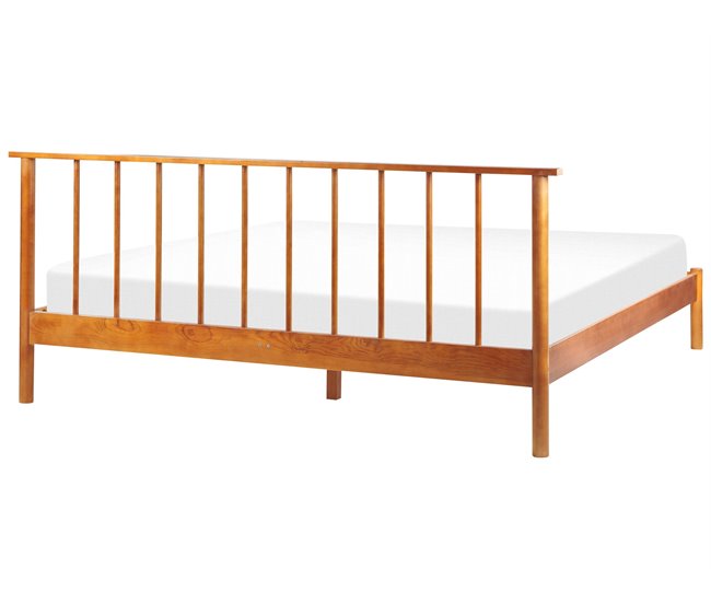 Beliani Cama con somier Madera de pino BARRET 196x209 Marron