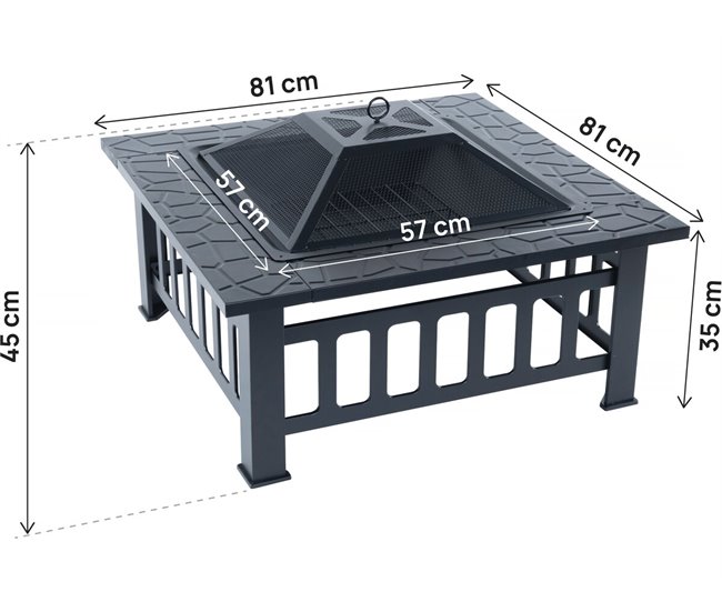 Barbacoa 3 en 1 con tapa anti-brasas «Flaméo» Negro