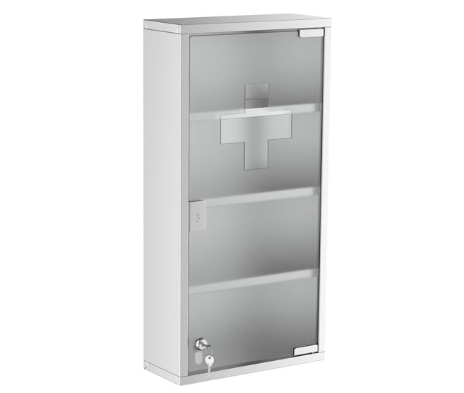 Armario de Botiquín Acero Inoxidable 430, Vidrio Templado HOMCOM Gris