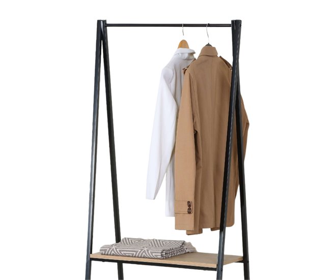 Burro de Ropa 2 Estantes Dormitorio Melamina y Metal Multicolor