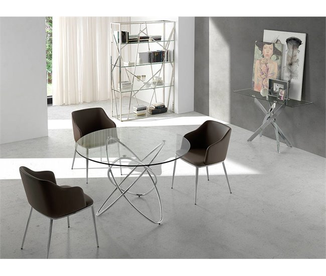 ANGEL CERDA Silla polipiel marrón Aluminio