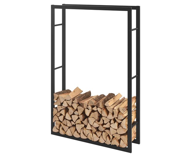 Soporte para leña Täby acero 100 Negro