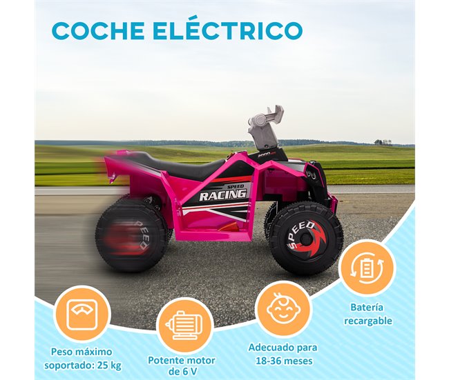 Quad Eléctrico PP, Metal HOMCOM Rosa
