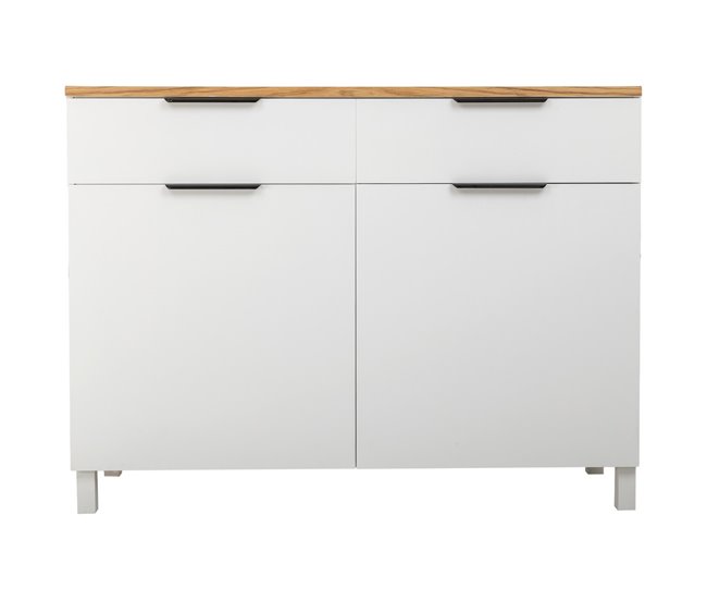 Aparador de madera de 2 cajones y 2 puertas Blanco
