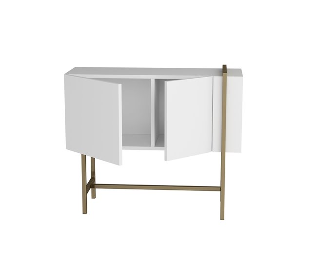Consola EUFORIA color blanco con patas metálicas doradas Blanco