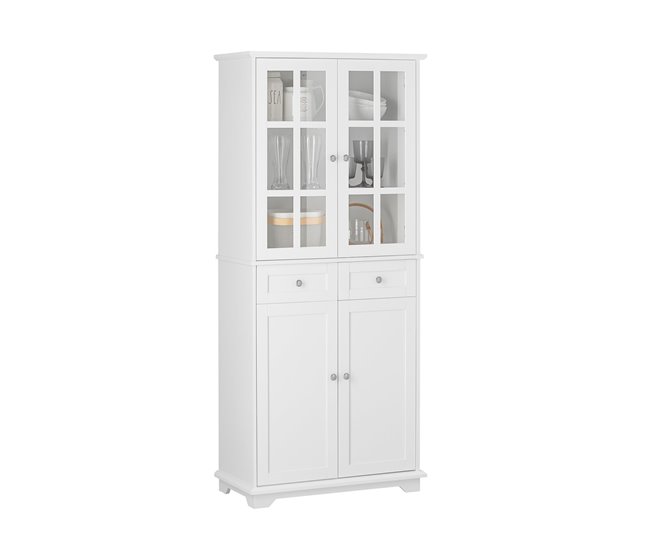 Aparador Alto con 4 Puertas 2 Cajones FSB76-W SoBuy Blanco