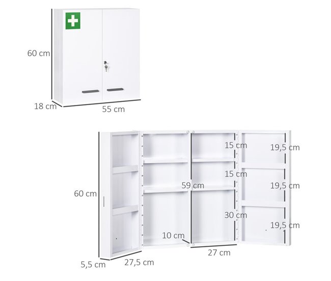 Botiquín de Medicinas Acero kleankin, ferretería - seguridad Blanco