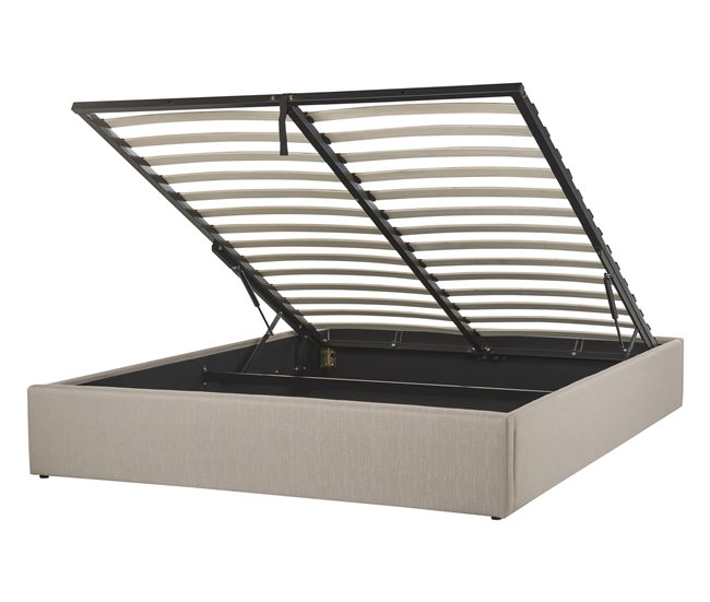 Beliani Cama con somier Poliéster DINAN 147x214 Beige