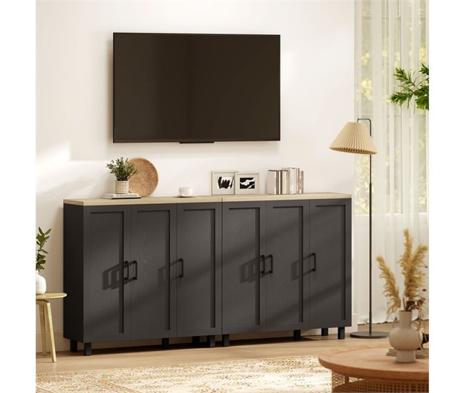 Aparador Melamina de Madera HOMCOM, hogar - muebles de comedor Negro