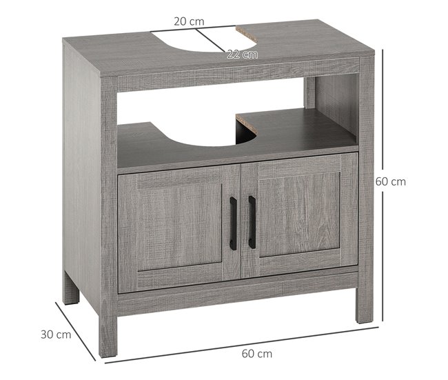 Armario de Baño Melamina de Madera kleankin, hogar - baño 60 Gris