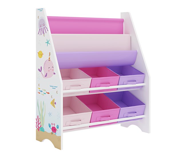Estantería para niños Ponteceso aglomerado/tela 62 Blanco/ Azul