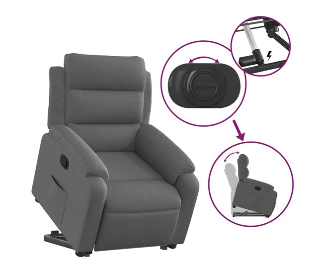 Sillón Elevable Reclinable Gris Oscuro
