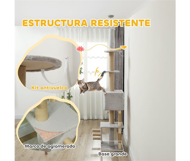 Árbol para Gatos Aglomerado de Madera PawHut Gris