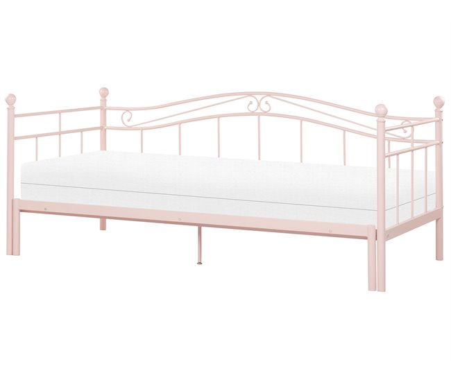 Beliani Cama nido Acero TULLE Rosa Talco