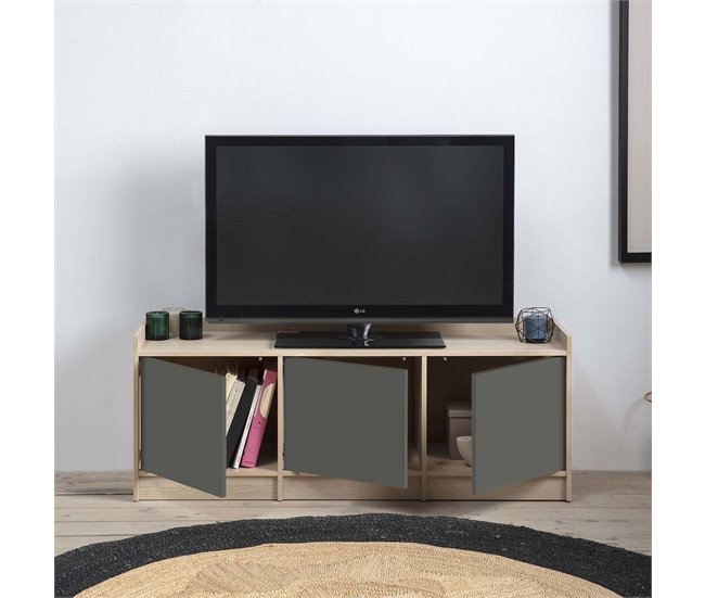 Mueble TV Moscú 3 Puertas 139 Gris