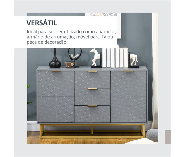 Aparador de Salón MDF, Metal HOMCOM, hogar - muebles de comedor Gris