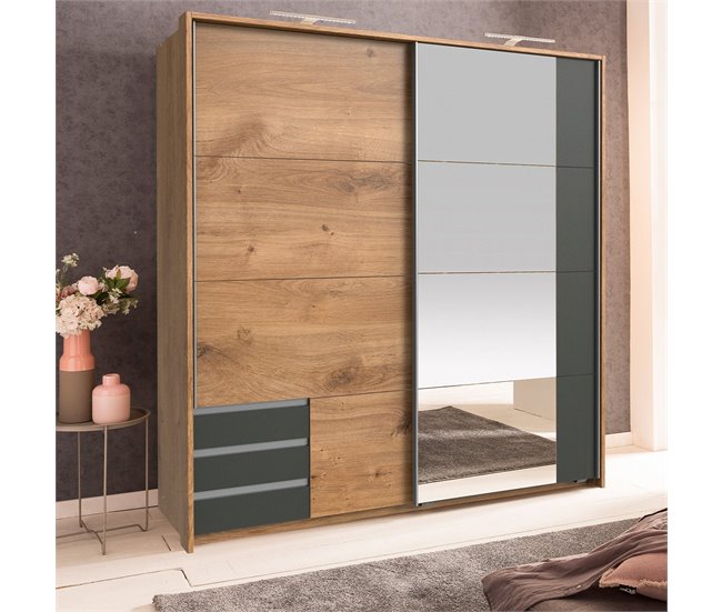 Armario 2 puertas correderas 179 Gris/natural