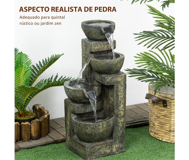 Fuente de Jardín Resina Outsunny Multicolor