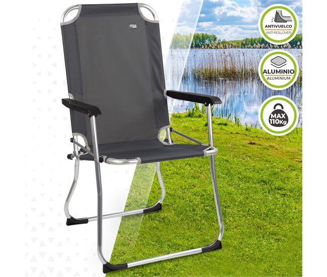 Silla plegable de aluminio fija Aktive Gris