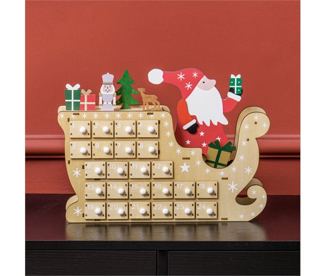 Calendario Adviento Navidad Tablero Multicapa HOMCOM Marron