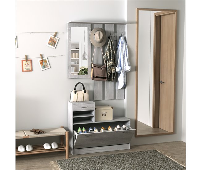 Conjunto Muebles de Entrada Tablero de partículas HOMCOM 90 Gris