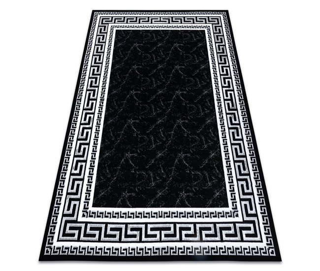 Alfombra GLOSS moderno 2813 87 elegante marco griego 160x220 Negro