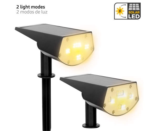 Aktive Foco solar LED 5-10 lúmenes diseño 2 en 1 Negro