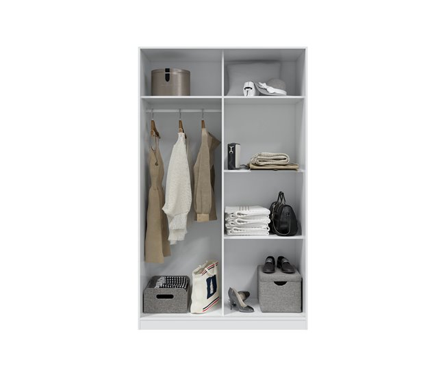 Armario TREVI puertas correderas 120x200cm blanco brillo Blanco Brillo