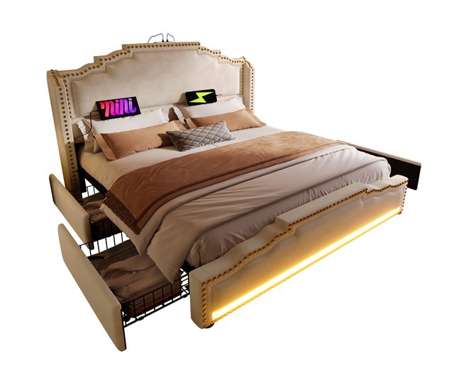 Camas de matrimonio 169x214 Beige