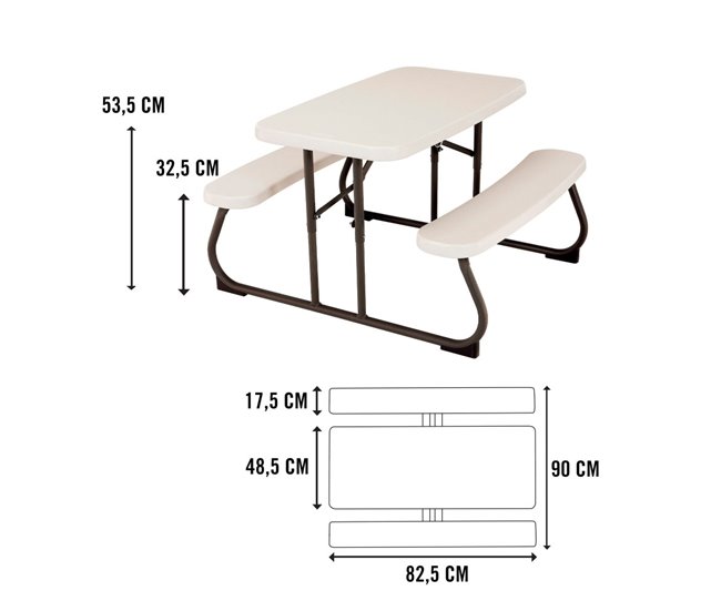 Mesa plegable picnic ultrarresistente infantil LIFETIME 82,5 x 90 x 53,5 cm UV100 Crema