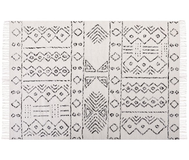 Beliani Alfombra de pelo corto ALKENT 160x230 Blanco/ Beige