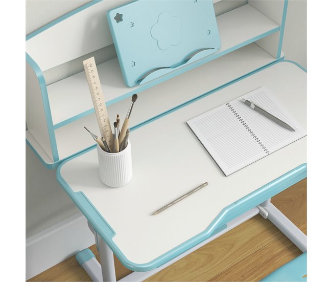 Pupitre Infantil PP, MDF, Acero ZONEKIZ 54x80 Azul