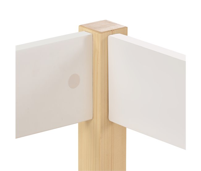 Cama alta infantil de madera de pino 198x97 Blanco/ Madera