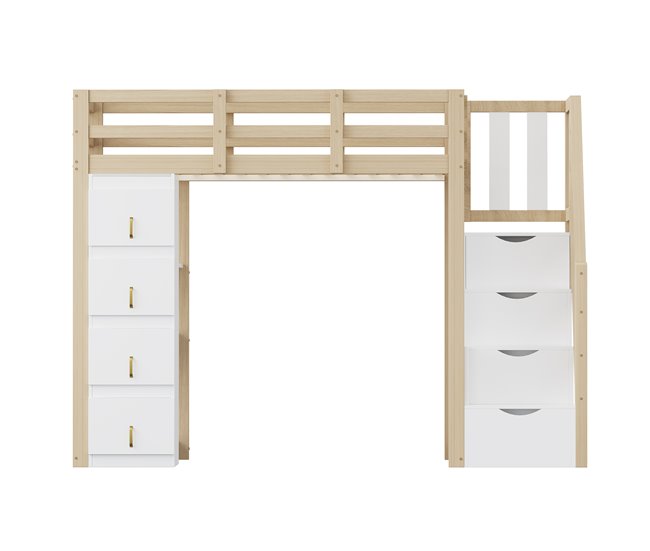 Cama alta para niños Natural/ Blanco