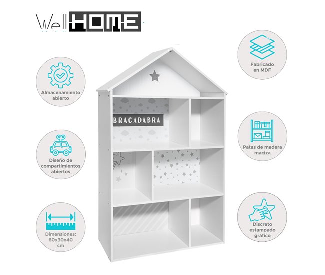 WELL HOME - Mueble infantil de almacenamiento de 2 compartimento Blanco