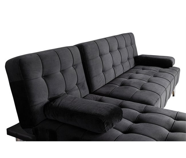 Sofá chaise longue AROA-XS Negro/ Gris
