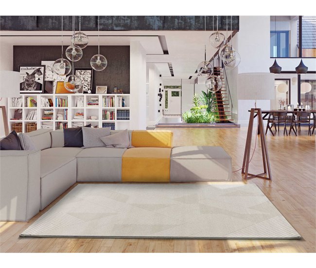 Alfombra geométrica con relieve HL-GEOMETRIC - ATTICGO 80x150 Crema