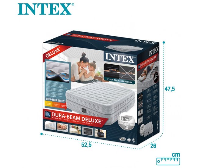 Cama de aire doble Supreme Air-Flow con Fiber-Tech INTEX Blanco