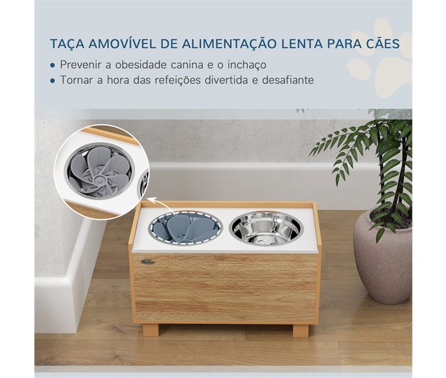 Comedero para Perros MDF, Acero PawHut Marron