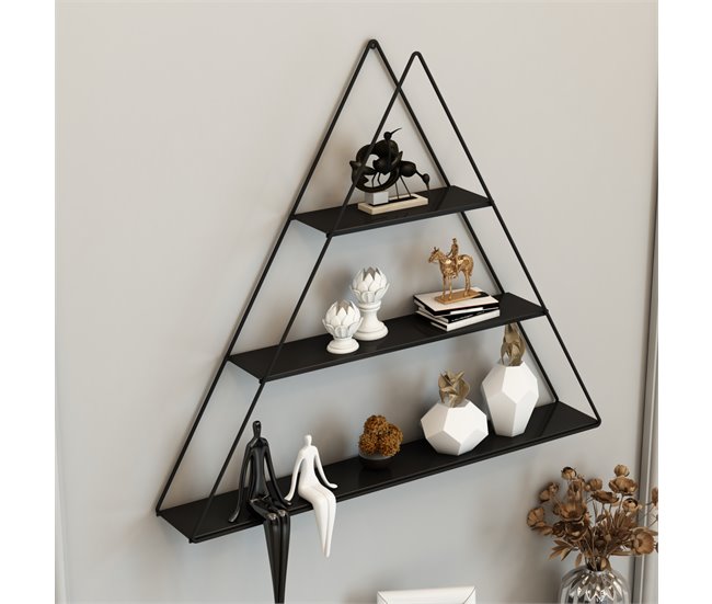 Estantería de pared Polvijärvi con 3 estantes Negro