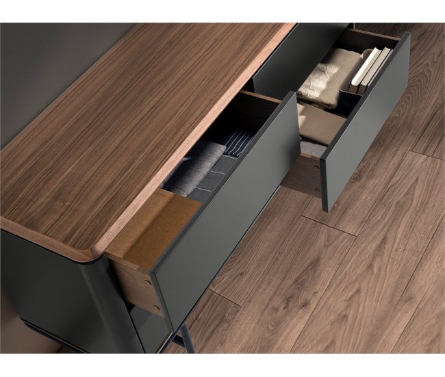 Cómoda madera, acero 7172 Gris Oscuro