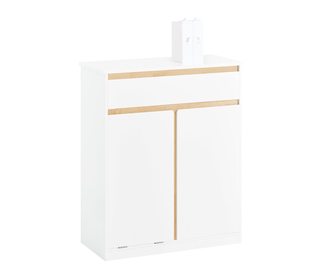 Armario De Baño Con Cesto Para Ropa Sucia BZR79-W SoBuy Blanco