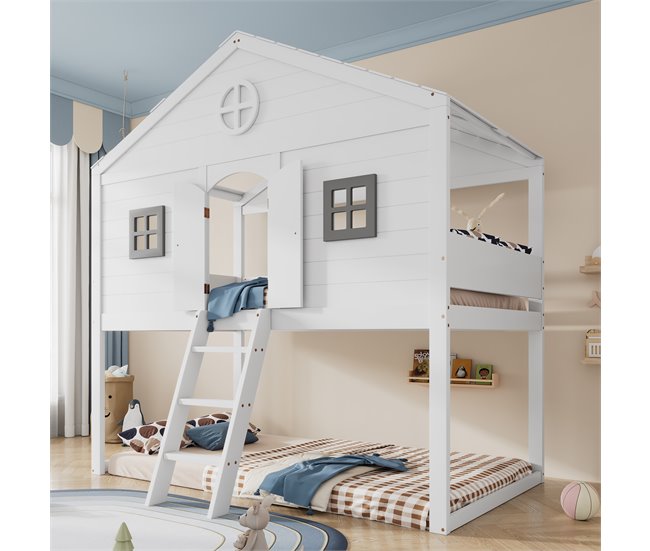 Cama alta para niños Blanco